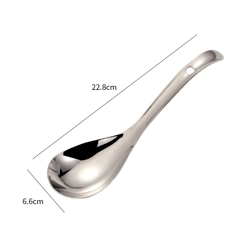 Cuchara para sopa de arroz, cucharón grande de acero inoxidable, vajilla para servir, utensilios de cocina para accesorios de cocina: Silver