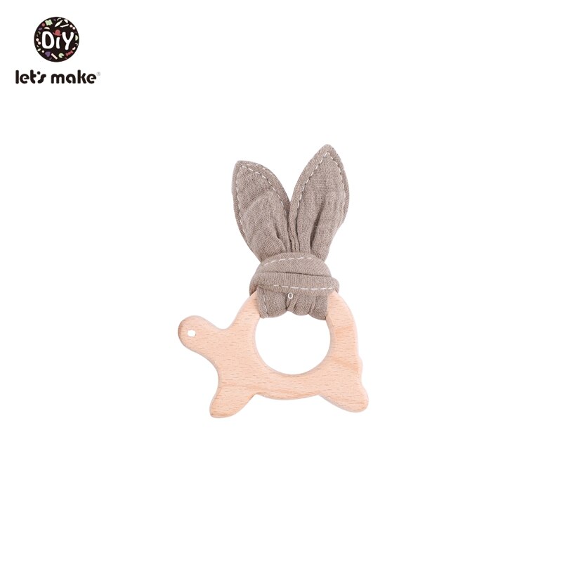 Lad os lave babybider legetøj bpa gratis 2 stk/sæt armbånd bøg ring kanin øre dyr tegneserie blomst gnaver bider: Brun bider