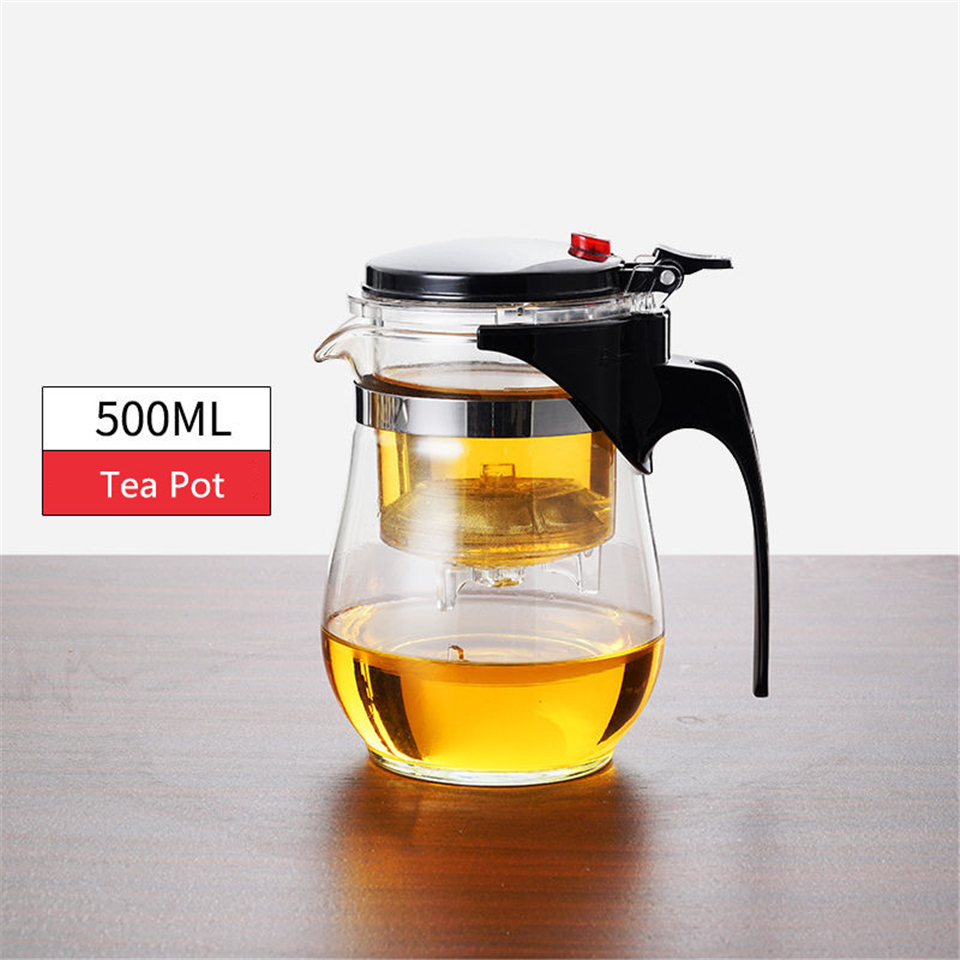 Chá infusor bules de chá de vidro resistente ao calor conjunto de chá chinês kung fu conjuntos de chá chaleira fabricante de vidro de café conveniente escritório bule de chá: 500ML Tea Pot