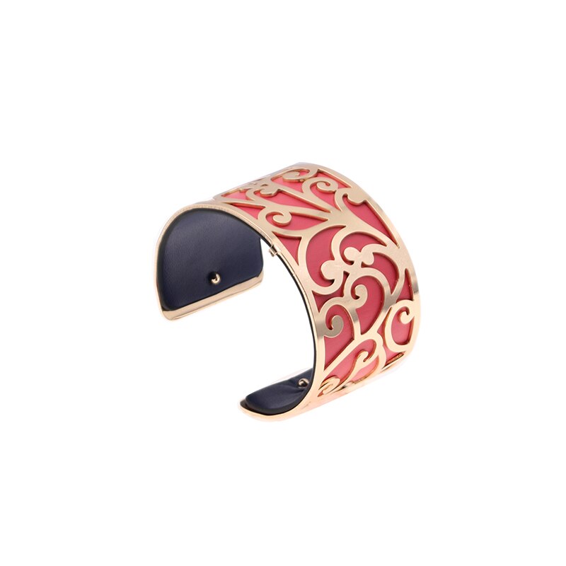 40mm utbytbara vändbara armband för kvinnor med guldfärgad blomformad lädermanschett armband charm armband femme: Wz0220