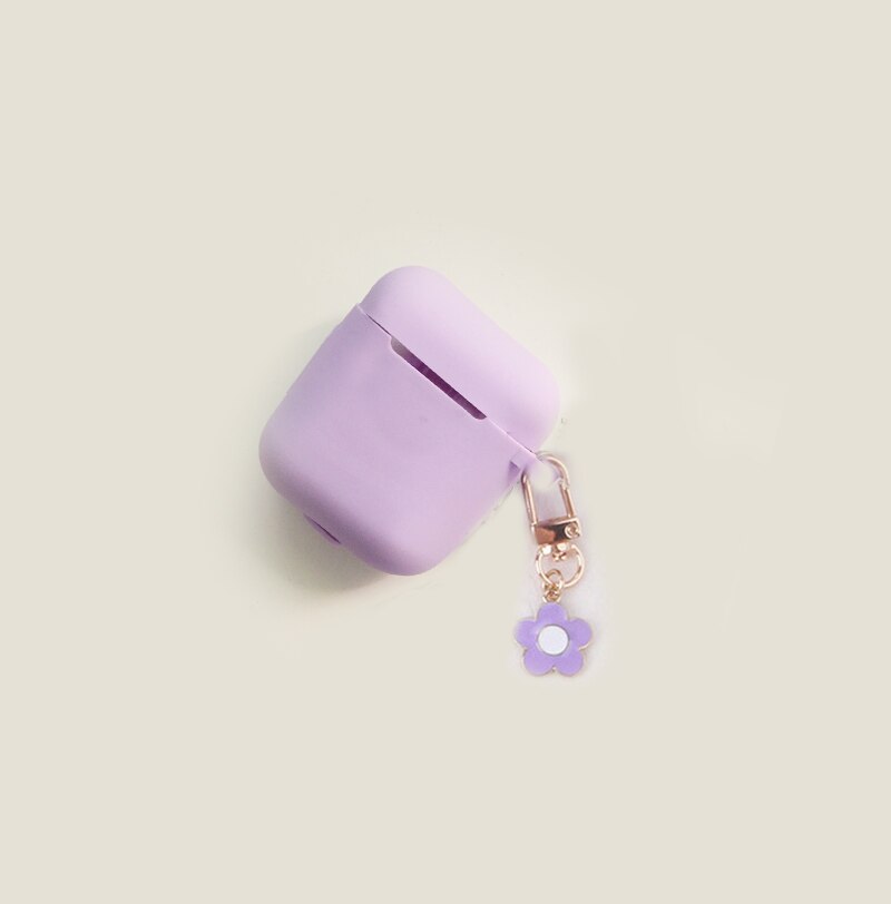 Per AirPods 2 Caso Corea del Simpatico Orso Del Fumetto di Caso di aria baccelli di lusso Fiore Portachiavi Auricolari In Silicone per il Caso di apple air baccelli copertura: C1