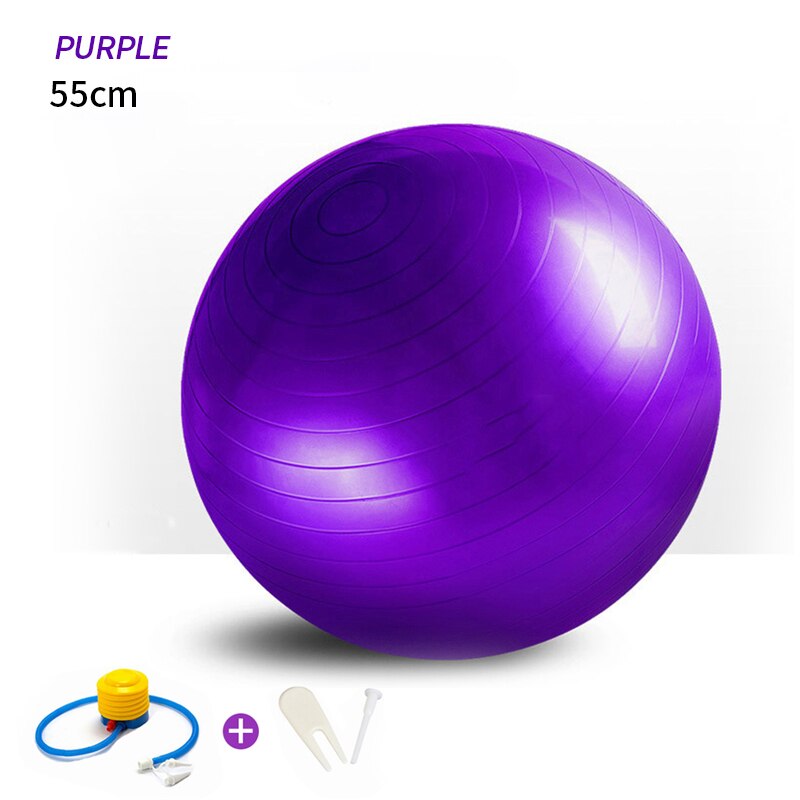 DIRRO 55-75cm Sports Yoga Balls Gym Balance Gym Ball Workout Massage Ball Household Exercise Pilates Fitness Props: 55cm  Purple