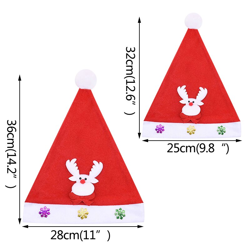 1Pc Gloeiende Sneeuwpop Herten Kerstman Hoed Niet-geweven Stof Kerst Hoeden Rode Cap Voor Kids Volwassenen xmas Supplies Party Hoed