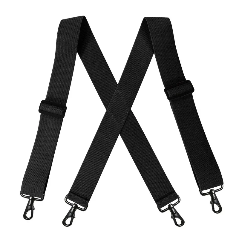 Deepeel 5*120cm herrhängslen för vuxna, 4 klämmor, krokspänne, breda stretchremmar, manliga jockstrap-hängslen, mäns kjol, jeanstillbehör: Vit