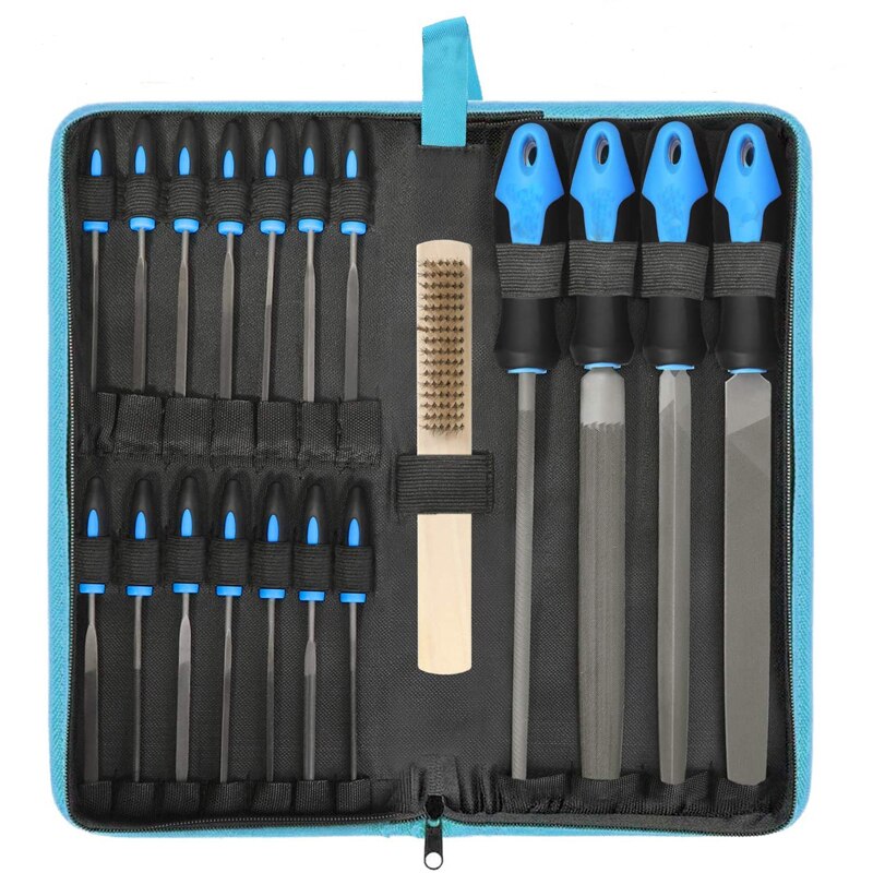 17 Pcs Metal Hand File Set Kit Including Flat, Round, Triangle, Half Round File and Needle Files, Craft Files Tools: 19PCS