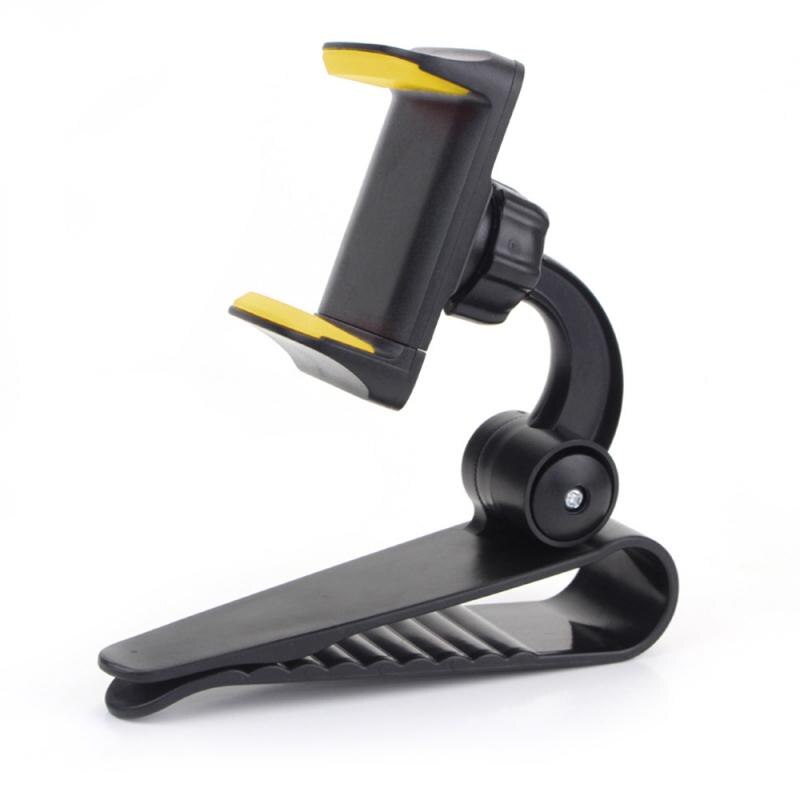 US Car Sun Visor Clip Mount GPS Mobile Phone Holder Stand Bracket 360° Rotatable: yellow
