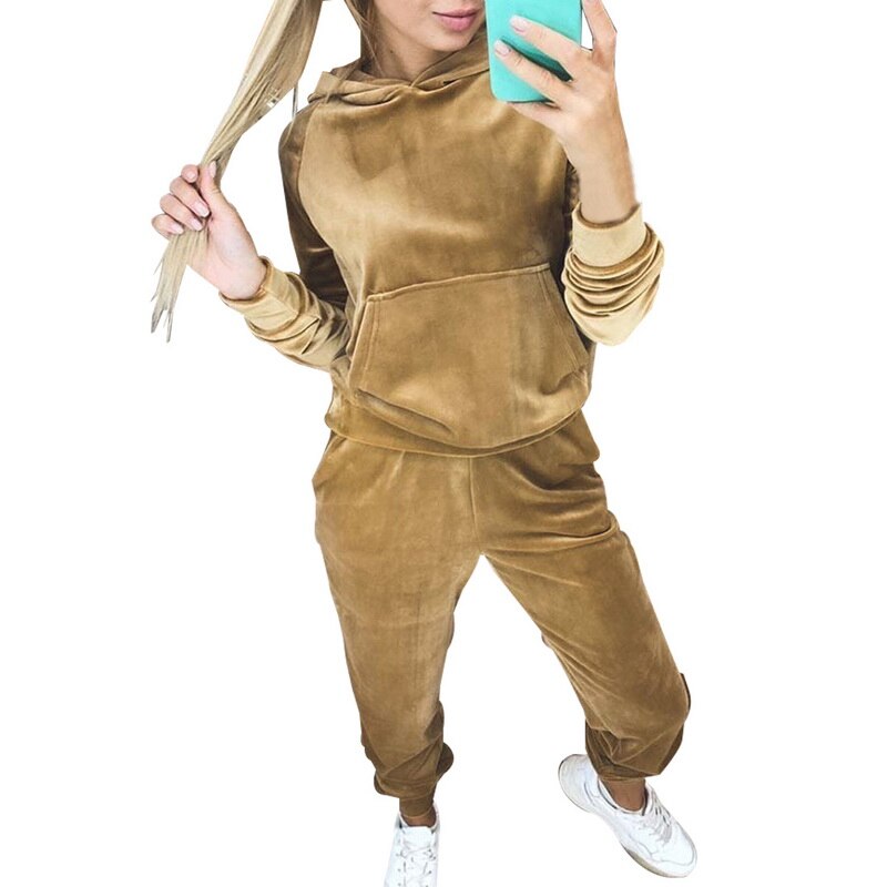 LOOZYKIT automne velours survêtement femmes velours ensemble survêtement ensembles hiver velours costume deux pièces ensemble femmes 2 pièces tenues: 3 / L