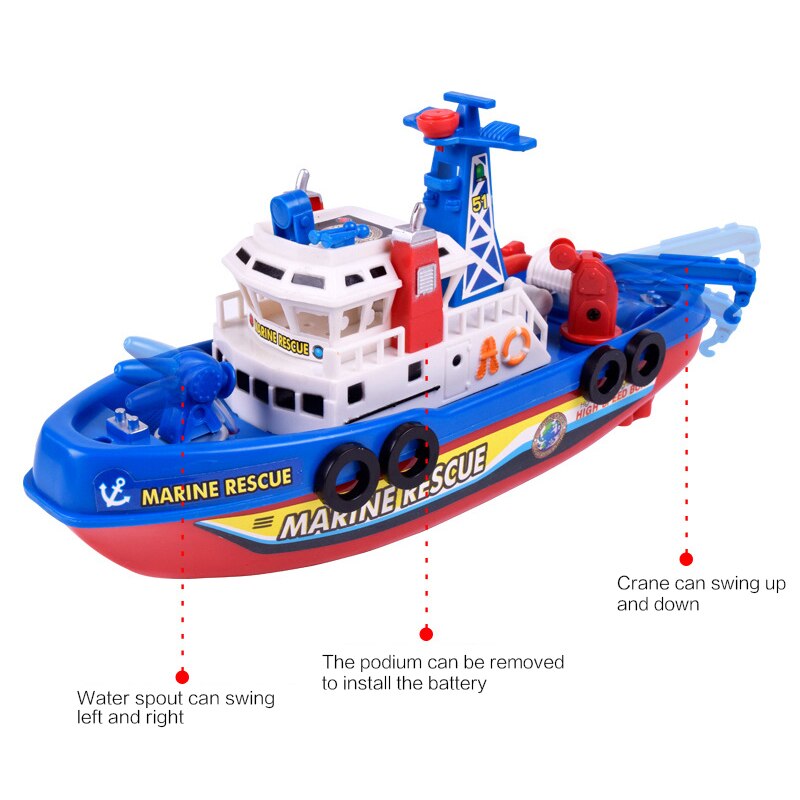 Rc Boten Afstandsbediening Speelgoed Hoge Snelheid Muziek Licht Elektrische Marine Rescue Brandbestrijding Boot Non-Afstandsbediening Speelgoed kids Xmas