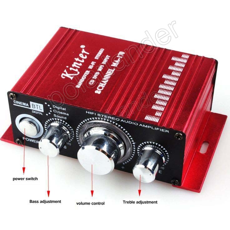 2 Channel output power amplifier 20WX2 RMS Hi-Fi Stereo Amplifier Booster DVD MP3 for Car Motorcycle Boat home