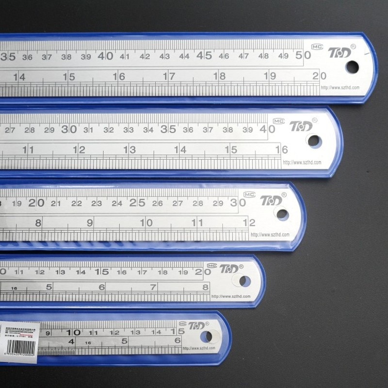 Metal Stainless Steel Scale Metric Ruler Centimeter Inches Straight Ruler Precision Measuring Tool Office Hardware Gauging