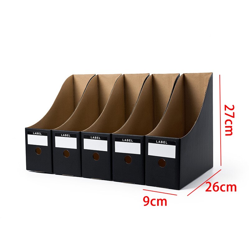 5Pcs/Set File Book Holder School Foldable Desk Organiser Office Letter Magazine Document Storage Cardboard Box Stationery Black: Default Title