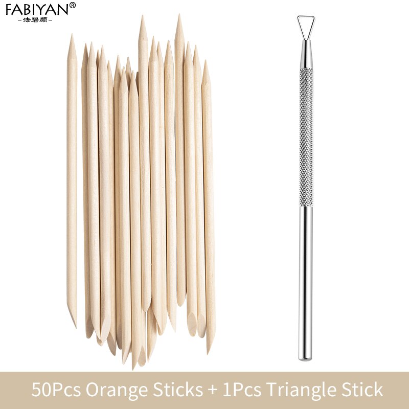 50/100 st orange pinnar dubbla ändar nail art pusher remover träpinnar för borttagning av nagelband manikyr pedikyr vårdverktyg set: 50 st uppsättning 2