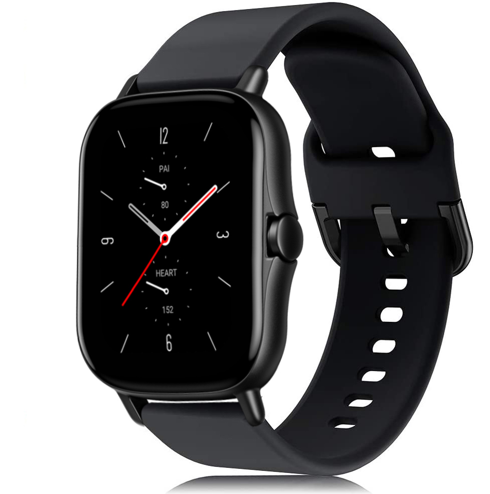 Correa de silicona para Amazfit gts 2 3 4/bip/gtr 4 3 pro/stratos 3 2 20mm/22mm pulsera deportiva correa Amazfit gts 2 3 4 mini: Negro carbón / 25 mm