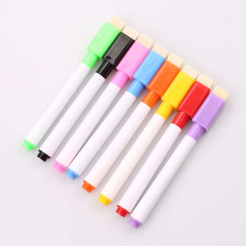 Studenten Kinderen Whiteboard Pen, 8 Kleuren herhaalde vullen multifunctionele pen met een wisser