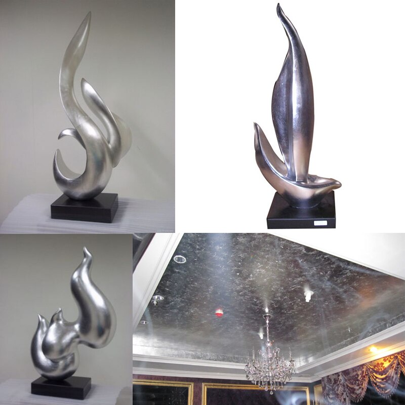 Imitatie Zilveren Blad Vergulden Aluminiumfolie Vellen-1000 Vellen Art Craft Papier Zilver Folie Bladeren Voor Vergulden