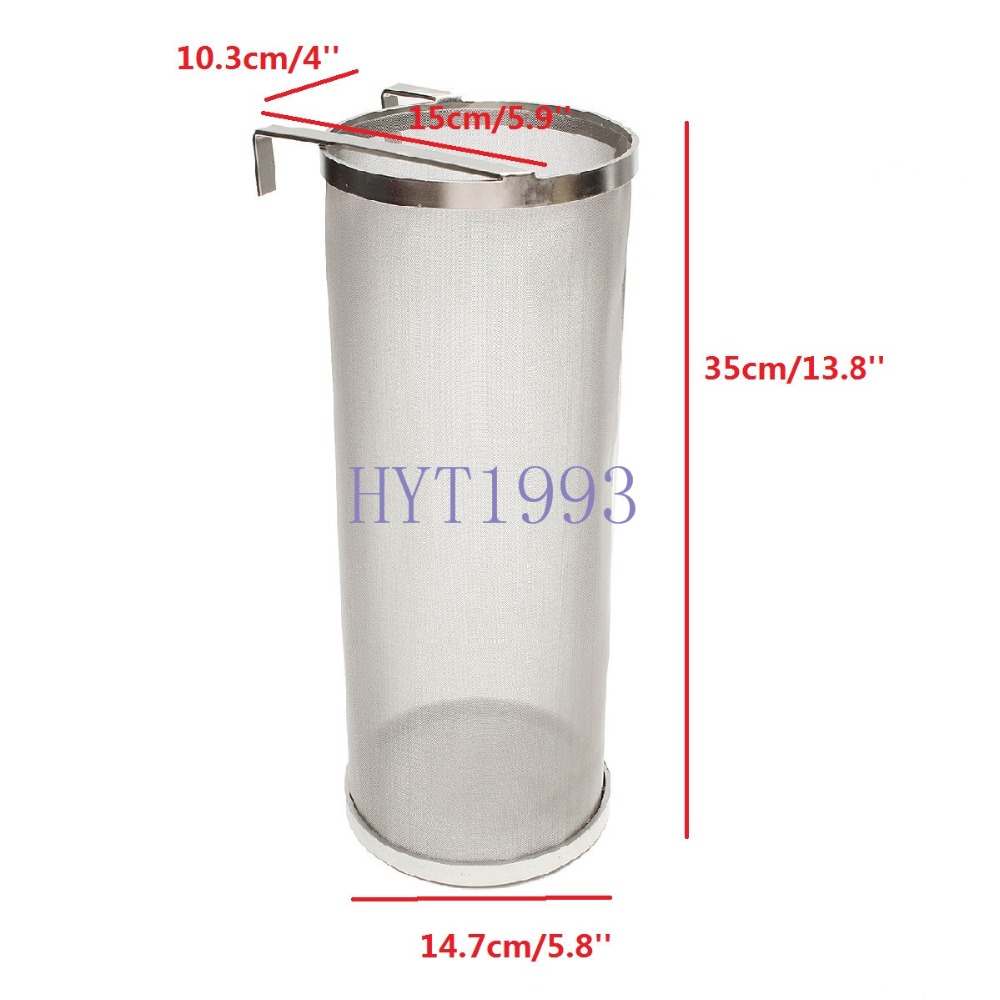 Brouwen Hop Filter 6 "x 14" (15cm x 35 cm), Hoop Spider, 300 micron mesh, Brand Rvs 304,