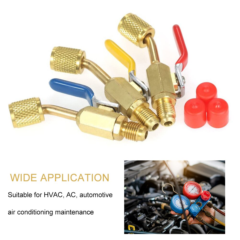 6pcs/set For Mini Split System Adapter Refrigerant Angled Easy Install Air Conditioning Replacement Parts Compact Ball Valve