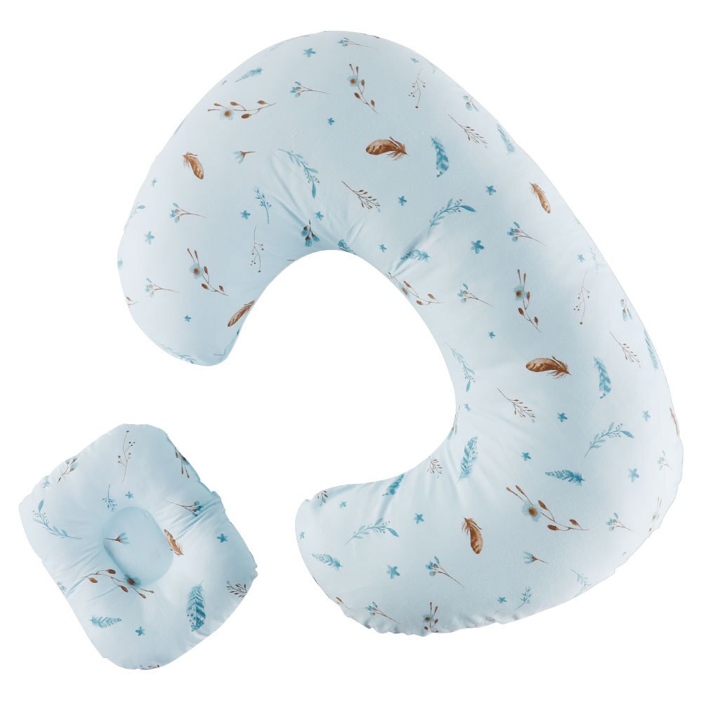 2 pz/set cuscino per allattamento al seno a forma di U neonato multifunzione cuscini per allattamento in puro cotone accessori per neonati: Blue Feather