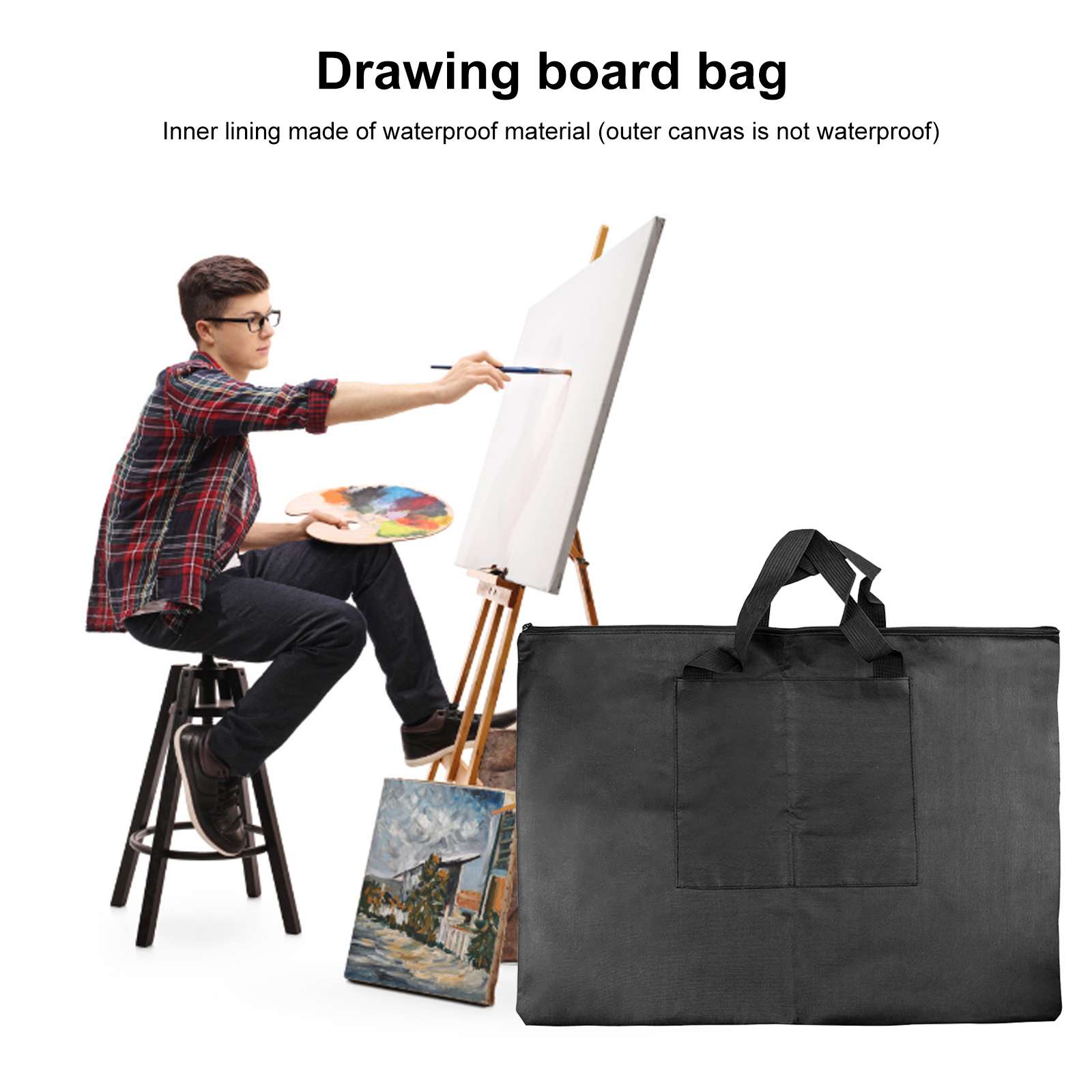 Waterproof Nylon Drawing Bag Tote Handbag Art Supplies Sketchpad Portfolio for School Students Art Work Portfolio