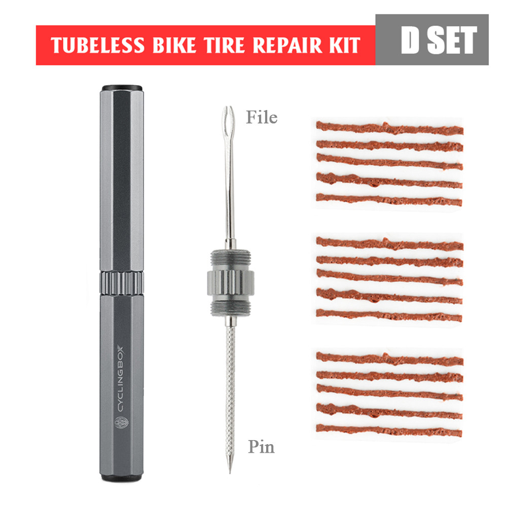 Bicycle Tubeless Tire Repair Kit Tire Portable Urgent Drill Rubber Strips Tyre Puncture Sealant Repair Kit Bicycle Repair Tools: PURPLE