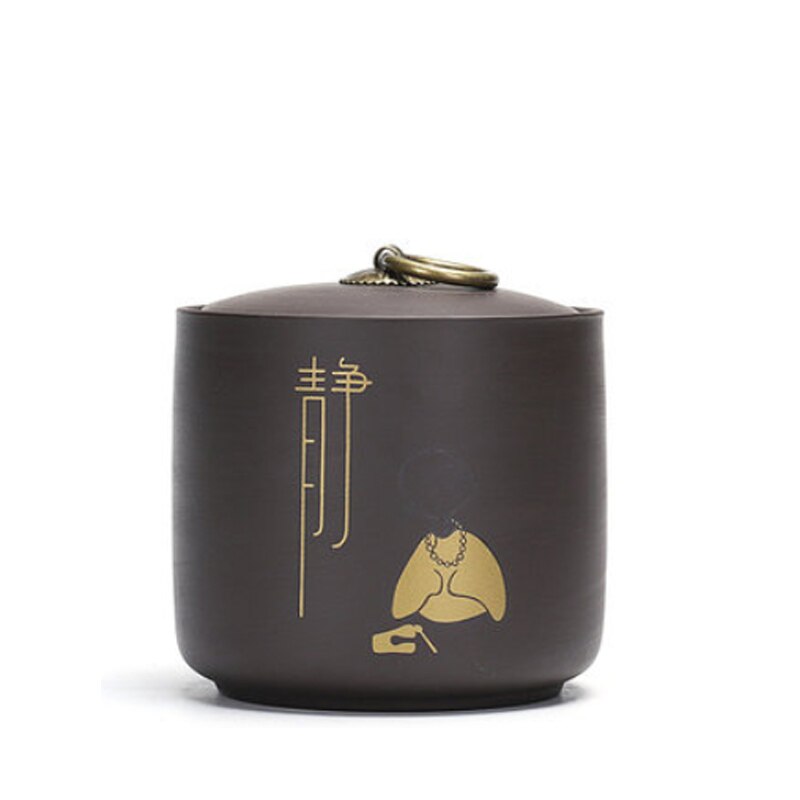 Caja de almacenamiento de té verde Puer de arcilla púrpura, lata de galletas, tarro de caramelo, frutos secos, caja de sellado, tanques de viaje, caja de hojas de té: F