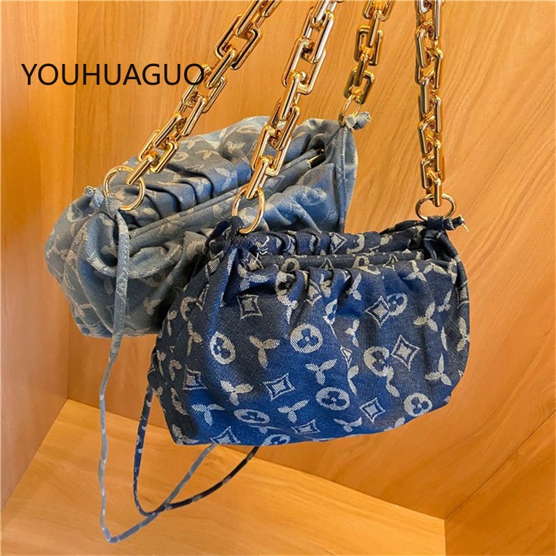 Bolso de Dumpling, bolsa nube de flores para mujer, nueva , bolso de hombro, Bolso pequeño con cadena grueso informal de de verano, Bolsos De Mujer