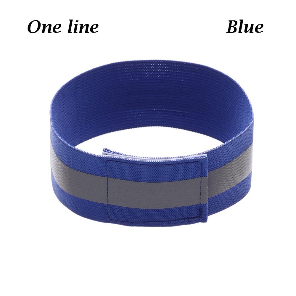 1PC Reflektierende Band Elastische Armbinde Armbinde Hand Knöchel Bein Warnung binden Gurt Nacht Sicherheit Alarm Band für Sport Radfahren: Blau-eins Linie