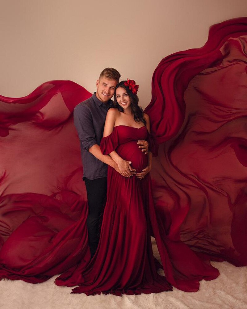 Sexy Moederschap Avondjurken Zwangerschap Jurk Voor Photoshoot Chiffon Lange Zwangere Vrouwen Maxi Gown Fotografie Prop Baby Shower