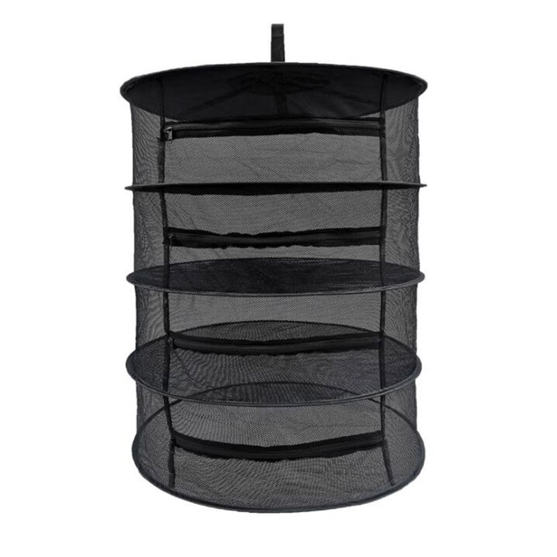 Malla de secado de hierbas para colgar bolsas de secador de pesca plegable, rejilla de redes para plantas, cremallera para hierbas, granos, seco, 2/4/6 capas: 4 floors black