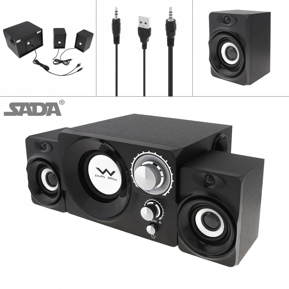 Sada S-20 2.1 Mini Black 3W Houten Subwoofer Draagbare Muziek Usb Computer Speaker Voor Desktop/Tv/Pc/Smartphone