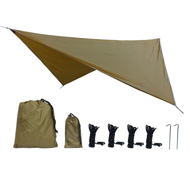 360*290Cm Luifel Waterdicht Tarp Tent Schaduw Ultralight Tuin Luifel Zonnescherm Outdoor Camping Hangmat Regen Vliegen Strand Zon onderdak: Camel