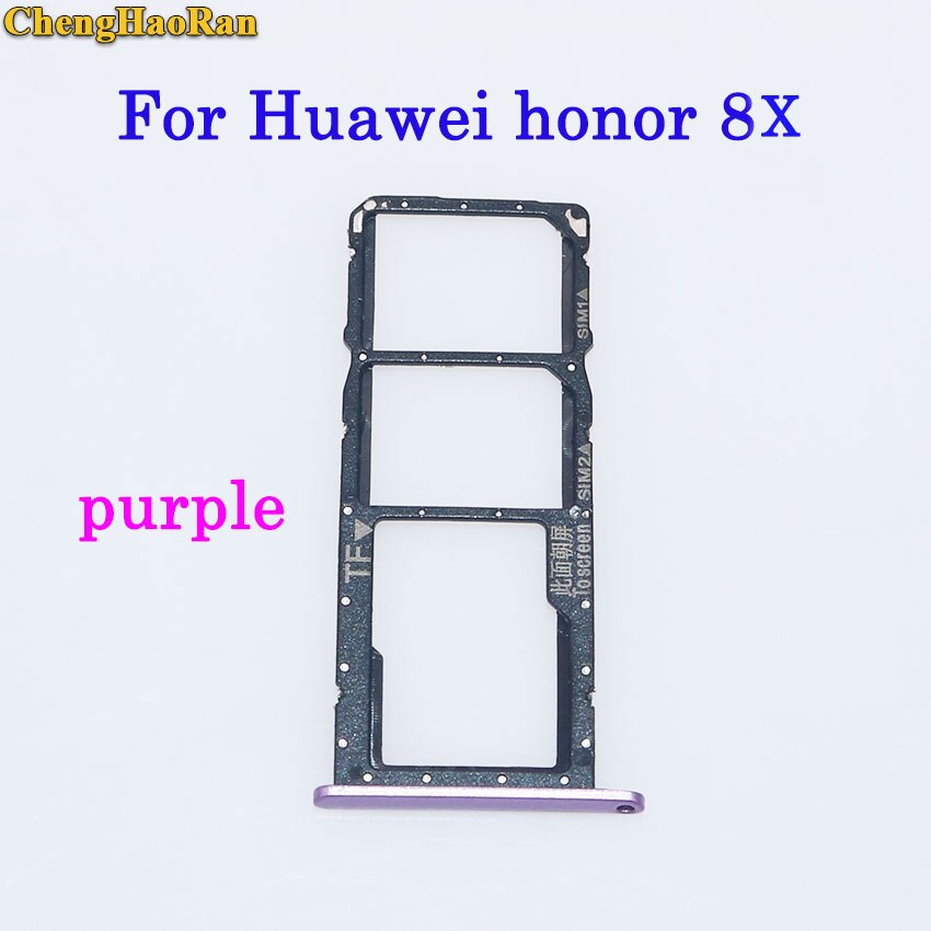 ChengHaoRan plateau de carte SIM + plateau de carte Micro S D pour Huawei Honor 7/8/8X/8X max/8 lite pièces de réparation support de fente de plateau de carte SIM: honor 8x--purple