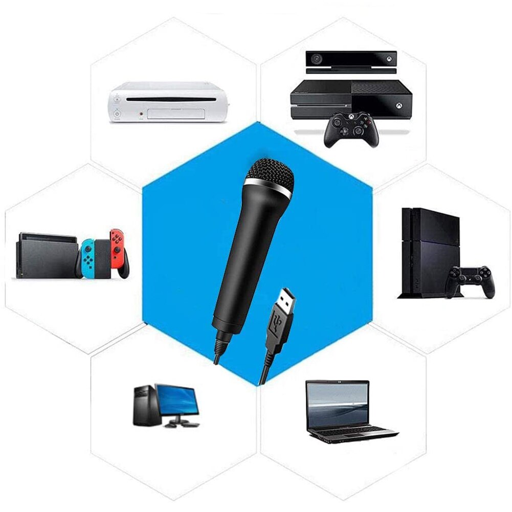 Universal USB Wired Microphone Karaoke Mic for Nintendo Switch Wii PS4 Xbox PC Chatting Gaming Podcast Recording