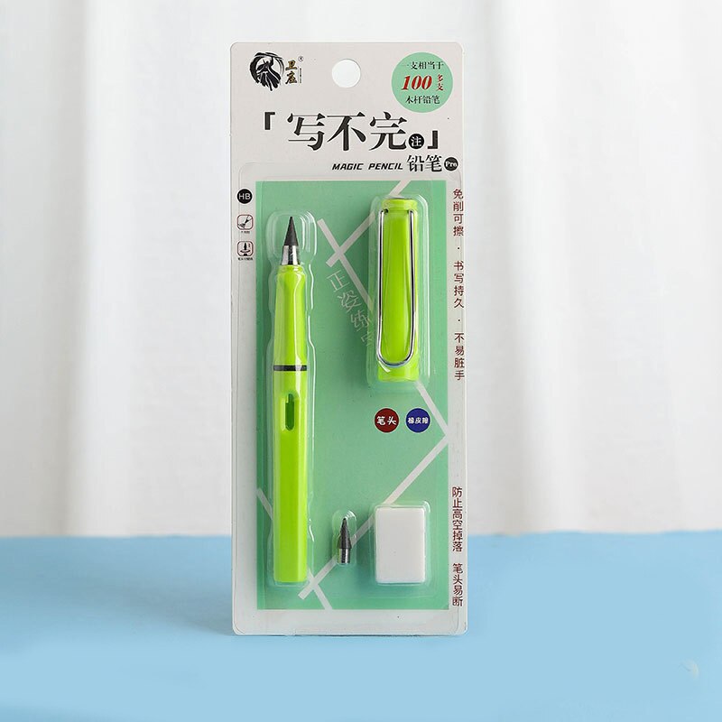 Juego de lápices eternos para escritura ilimitada, pluma borrable sin tinta, nueva tecnología, lápices mágicos para bocetos de arte, herramienta de pintura, para niños: green