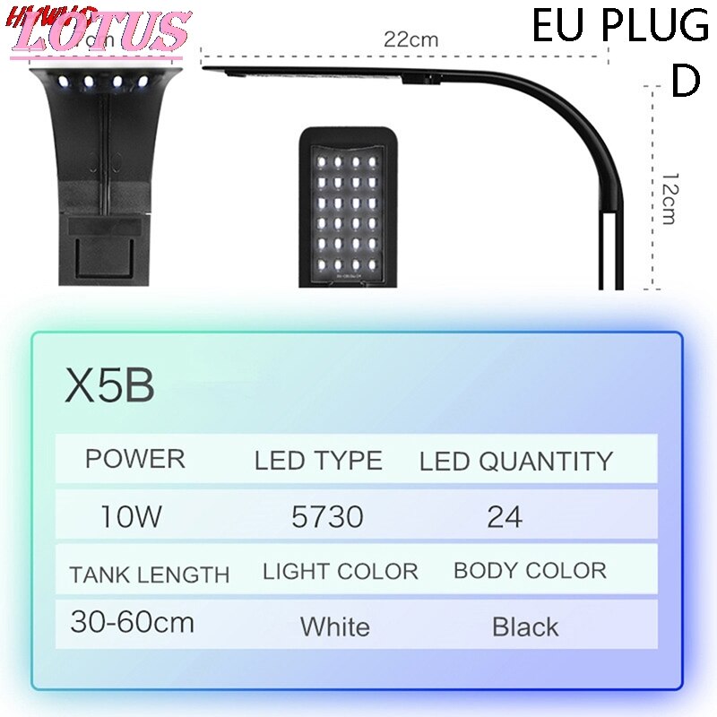 Super Slim Led Aquarium Licht Waterplanten Grow Light Waterdicht Clip-On Lamp Aquarium: D