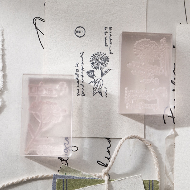 Blomstermønster akryl gummi segl enkel plante journal gør-det-selv dekorativt retro tryk stempel papirvarer