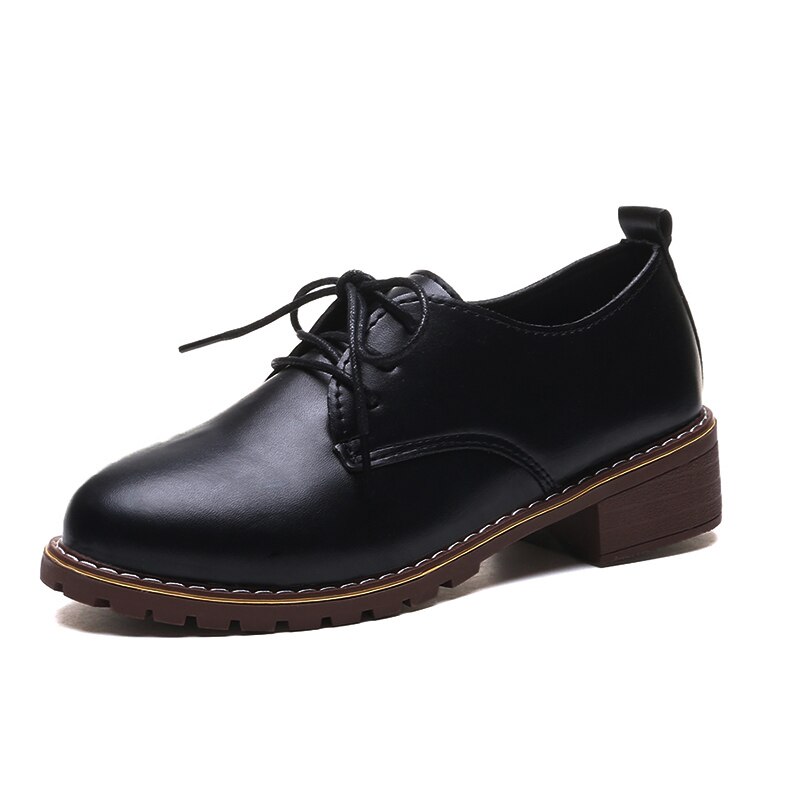 Oxfords Women Shoes Female Patent Leather Lace Up Plus Size Casual Shoes Woman Heels Platform Autumn Ladies Shoes