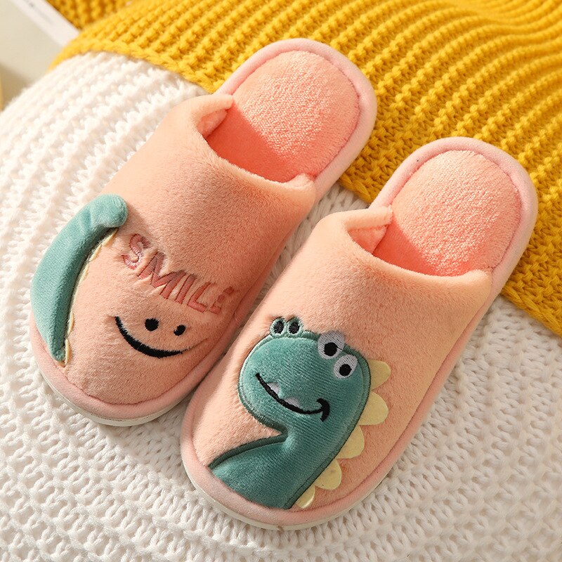 Bébé fille pantoufles dinosaure garçon diapositives automne hiver dessin animé intérieur chaussures enfants enfants anti-dérapant en peluche fourrure bascule: a4 / 22
