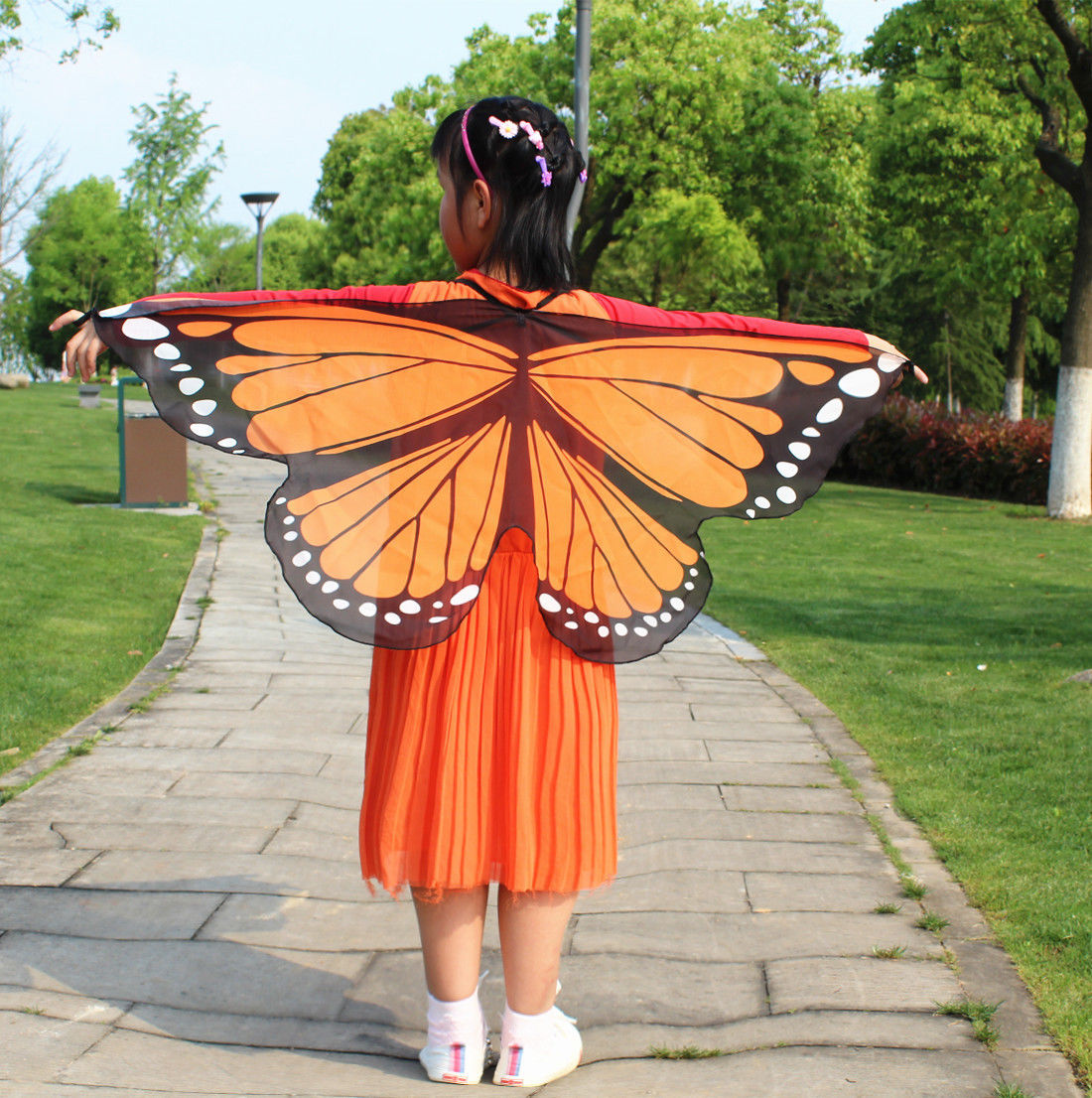 Mærke piger drenge børn fe vinger sommerfugl fancy kjole op kostume fest foregiver at spille sommerfugl vinger: E