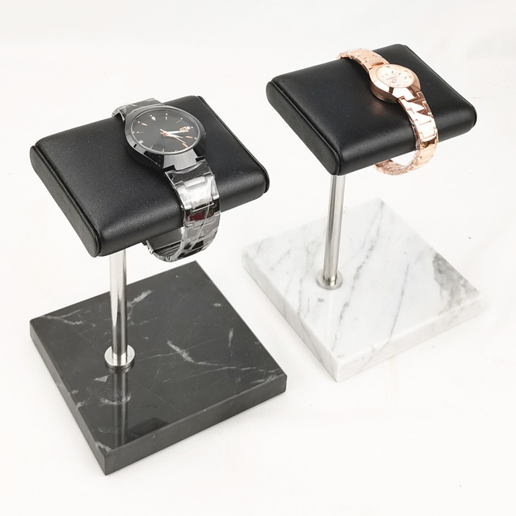Håndlavet displaystander i læder og marmor, giver et sikkert sted at hvile og opbevare dit ur