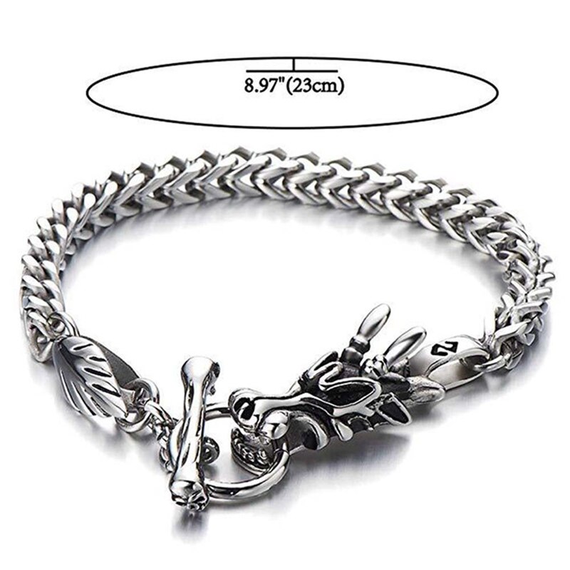 Draak Hoofd Armband Stijl Rvs Trend Mannen Titanium Staal Viking Armbanden Punk Biker Armband Vrouwen Bangles