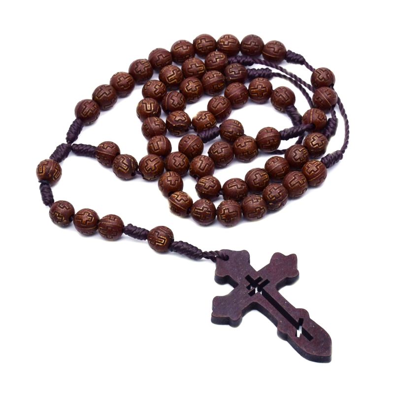 Collier chapelet catholique artisanal pour hommes | Collier perlé, pendentif, chaîne religieuse, breloque 831B