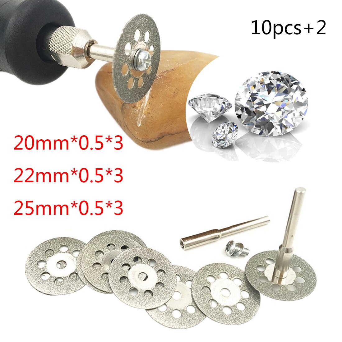 10 Pcs/5 Pcs Mini Diamant Zaagblad Zilver Slijpschijven 20-25 Mm Met Aansluiten Schacht Voor dremel Boor Fit Rotary Tool