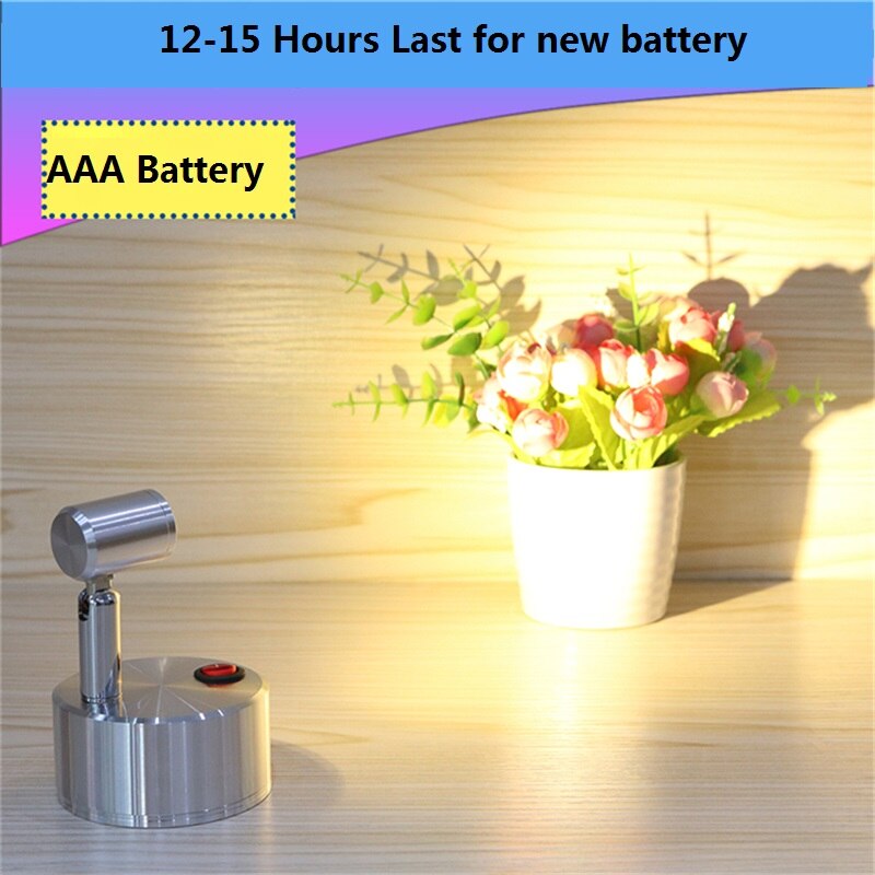 Led Batterij Plafond Spot Lamp, 1W 3W Emergency Showcase Lamp, schroef Ceil Glas Gemonteerd Sieraden Schakelaar Batterij Teller Led Licht