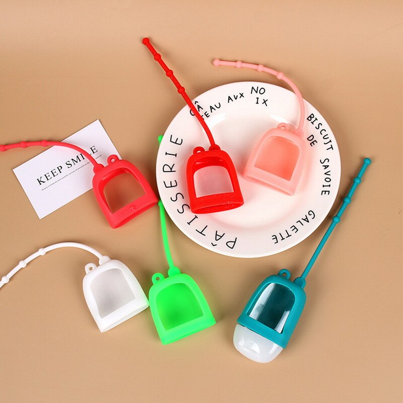 Contenedor de jabón líquido botella vacía portátil de 30ml botella de desinfectante de manos con funda protectora de silicona desmontable