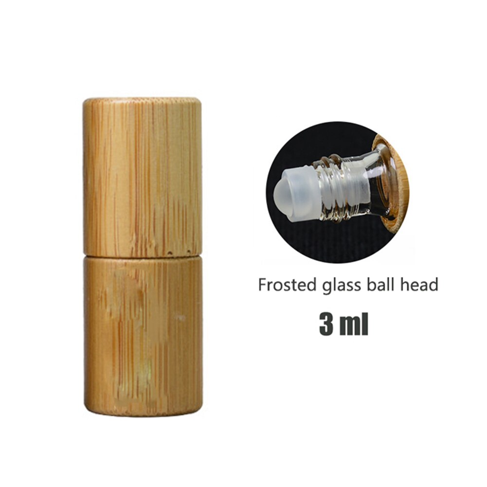 Bambus træ flaske parfume tom olie flaske rustfri rulle på kugle parfume aromaterapi flaske olie rulle flaske: A3 3ml