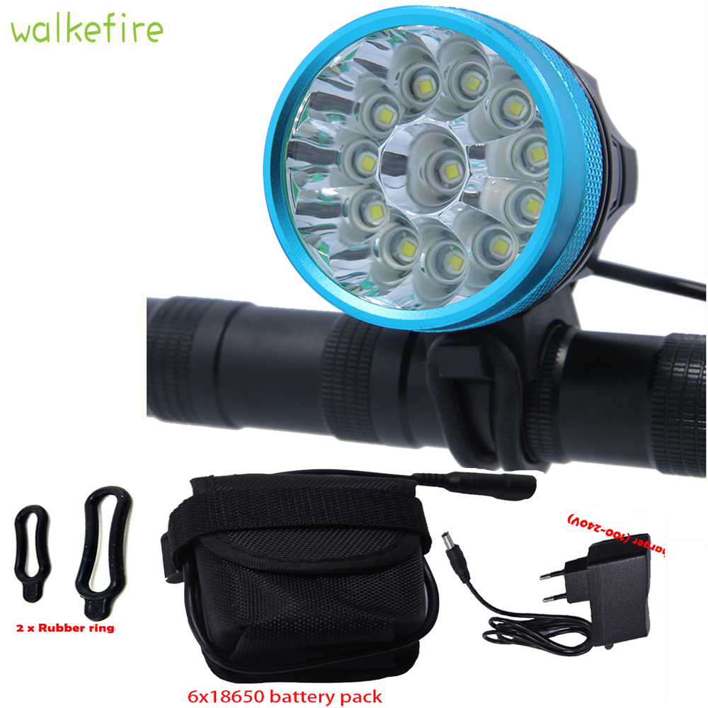 Walkfire Waterdichte Fiets Licht Koplamp 20000 lumens 12 x XML T6 LED Fiets Hoofd Licht 18650 Batterij + lader