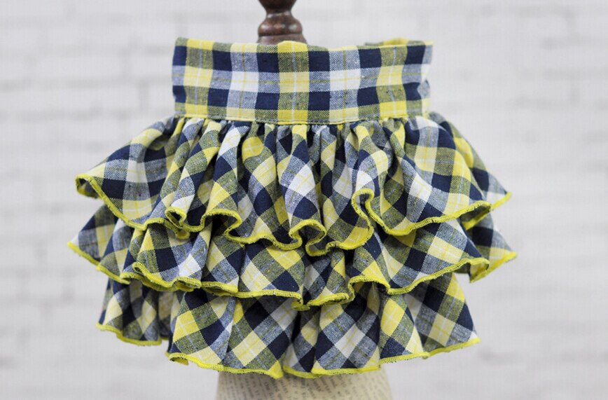 Mode Plaid Bloemen Kleine Hond Rokken Puppy Pet Kat trouwjurk Zomer hond kleren huisdier kleding voor chihuahua teddy: Yellow / S