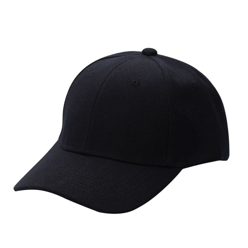 Men Women Plain Baseball Cap Unisex Curved Visor Hat Hip-Hop Adjustable Peaked Hat: Black