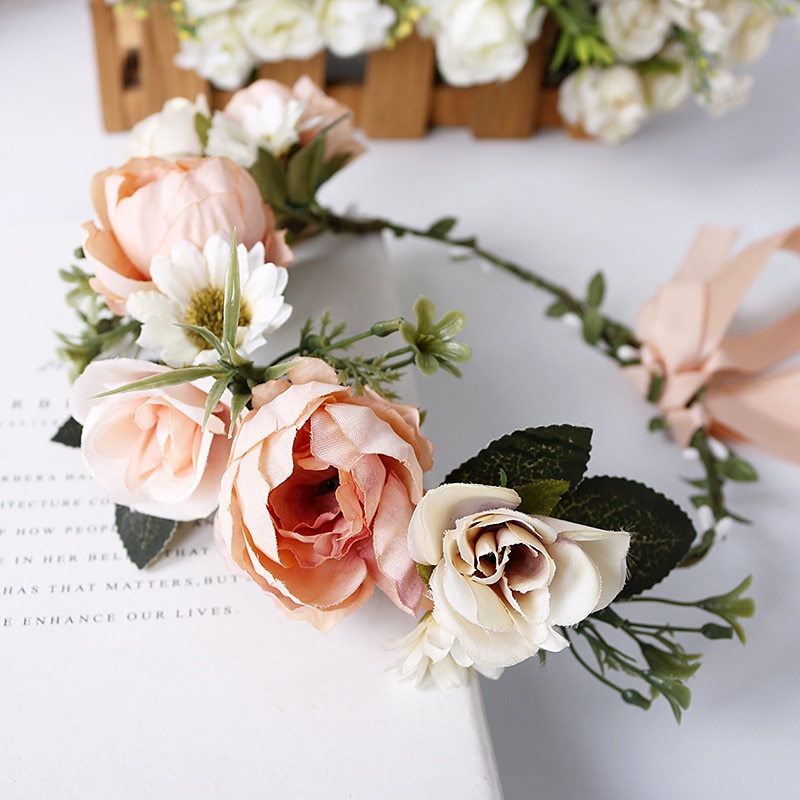 Boheme brud krans iført blomsterkrans indretning bryllup hovedbeklædning sød strand turisme ornamenter festartikler hår indretning